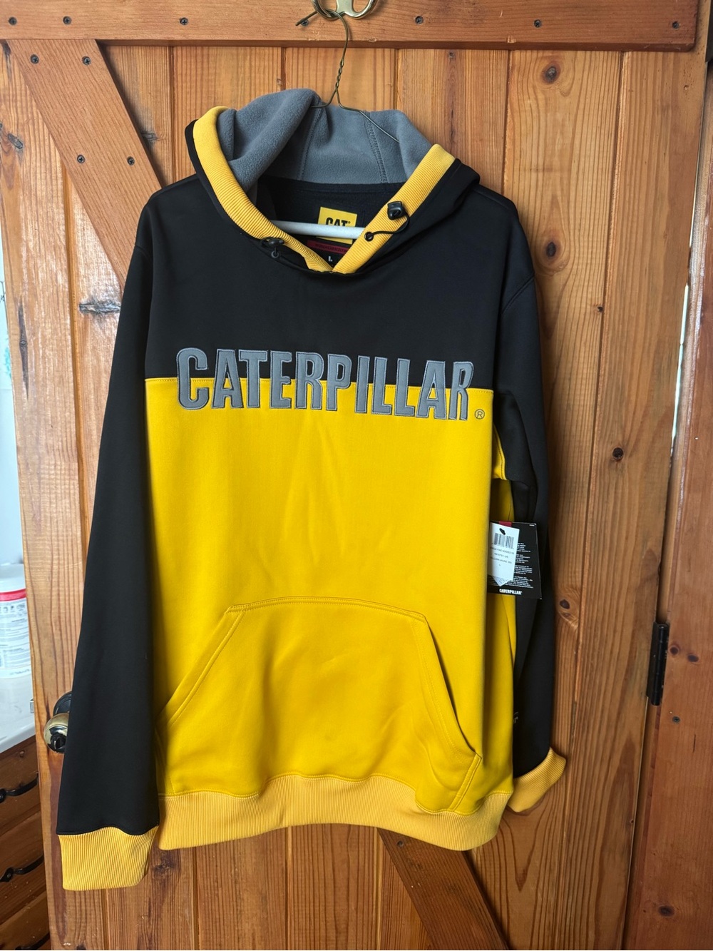 Caterpillar Black & Yellow Crewneck Hooded Sweatshirt